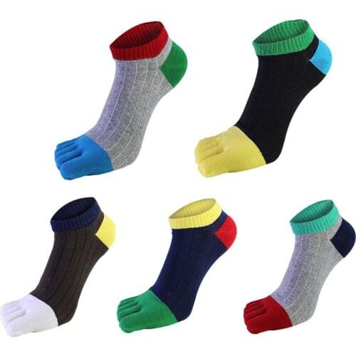 Spring Autumn Five Finger Socks For Men Cotton Solid Breathable Weave Harajuku No Heel Socks With Toes Business Brand Sock