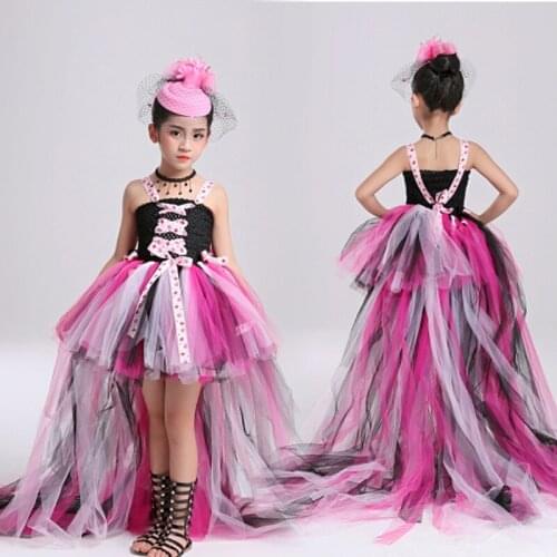 Children Party Tutu Dresses for Birthday Fashion Toddler Baby Girls Summer Dresses Long Tail Kids Dance Professional Tutu Dress