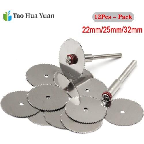 10Pcs/Set Wood Saw Blade Disc + 2 x Rod Dremel Rotary Cutting Tool 10 x 22/25/32mm Woodworking Tools Set Power Tool Accessories