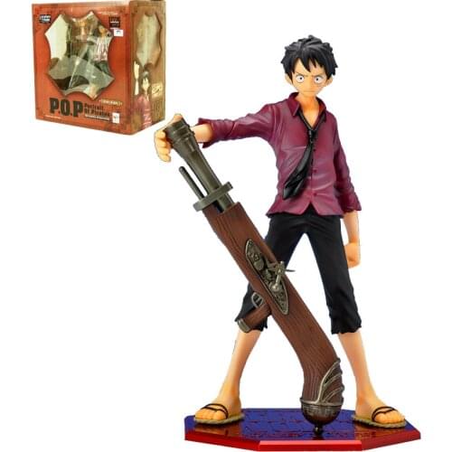 Bandai Genuine ONE PIECE Anime Figures Luffy Black Trench Coat PVC Action Figure Collections Model Doll Toys Kids Gifts For Boy