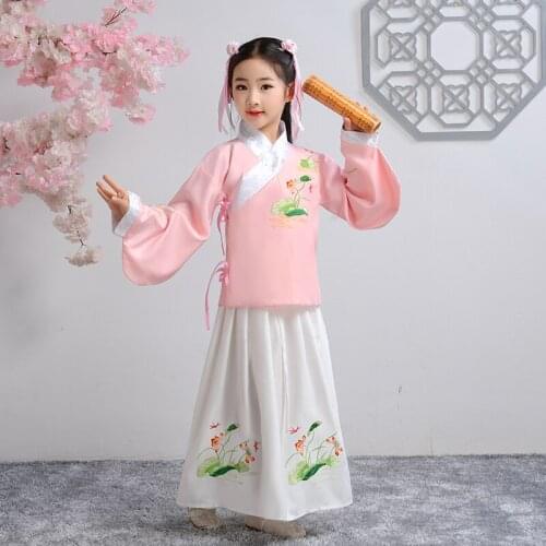 Festival Party Halloween Christmas Character Show Girl Childrens Chinese Embroidery Han Fu New Years Dress Banquet Dress