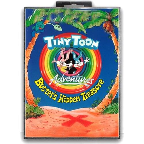 Tiny Toon Adventures Busters Hidden Treasure with Box for 16 bit Sega MD Game Card for Mega Drive for Genesis Video Console