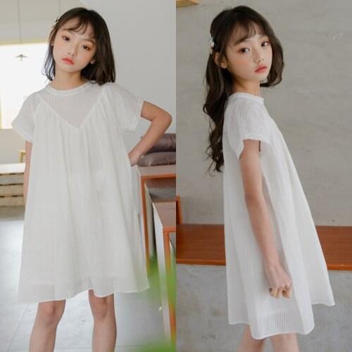 Girls Summer Clothes 2020 New Arrival Kids Girls Korean Striped Hollow Dresses Teen Girls Sweet Princess Fairy Dresses, #8763