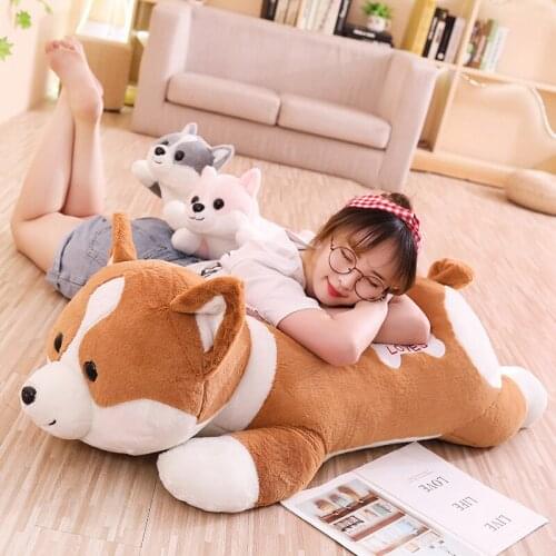 60-100cm Cute Shiba Inu Dog Plush Toy Soft Stuffed Animal Doll Corgi Pillow Christmas Gift for Baby Kids Kawaii Xmas Present