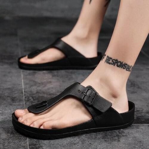 2021 Summer New Flat Slip on Sandals Men Non-slip Chic Slippers for Male Comfortable Sandy Beach Fashion Flip Flops Men Sandals