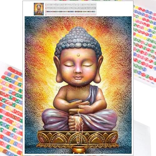 5D DIY Diamond Painting Kit Religion Buddha Holy Light Cartoon Mosaic Embroidery Full Square Round Christmas Gift Home Decor