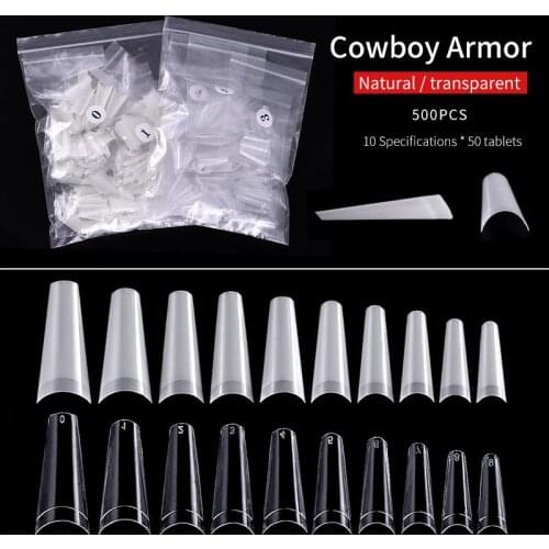 500 Pcs/Bag Cowboy Armor False Nail Tips Card Display Polish Colors Fake Nail UV Gel Manicure Accessory Nail Art Tools