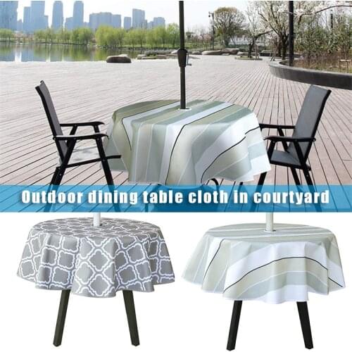 Outdoor Tablecloth with Zipper and Umbrella Hole Oxford Cloth Spill Proof Waterproof for Spring Summer Patio BBQs B2Cshop