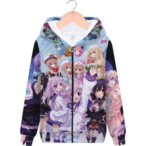 Hyperdimension Neptunia Neptune Nepgear 3D Printed Jacket Cosplay Costume Men Women Zipper Hooded Sweatshirt Hoodie Streetwear