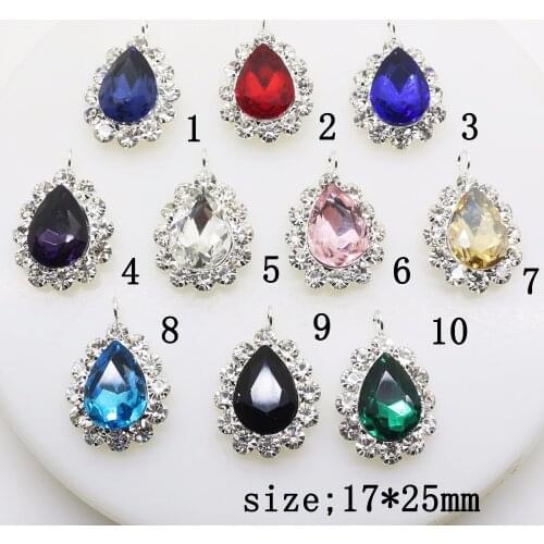 New Fashion 10pcs/lot 17*25mm Water drops Pendant Diy jewelry Accessories glass Rhinestones Pedestal Embellishments Caps Decor