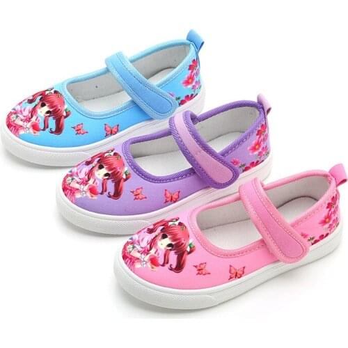 New Cartoon printed Girls Canvas Shoes Kids Kindergarten Shoes for Student School Girls Casual Shoes Soft bottom Breathable