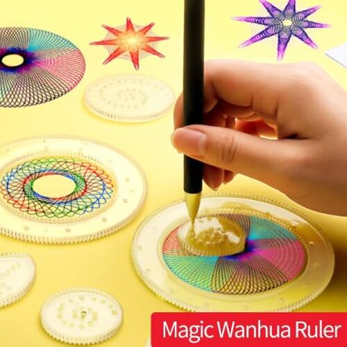 Variety magical flower ruler set childrens painting hollow drawing pattern multifunctional curve template school stationery