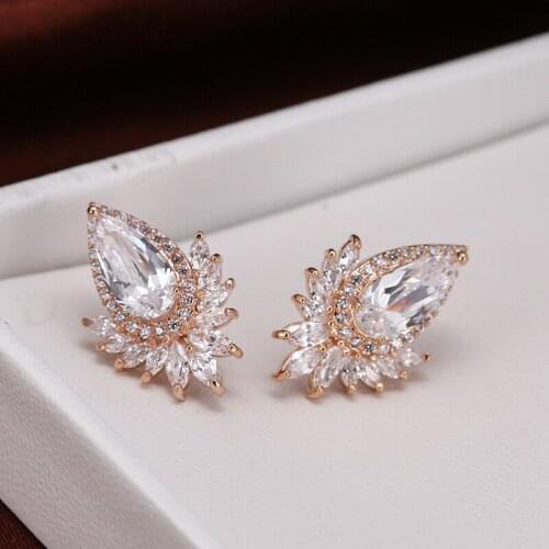 DE201 Fashion Sweet Delicacy 4A Zircon Flower Princess Ear Stud GIRLS Gift Party Banquet WOMENS Jewelry Earrings 2021
