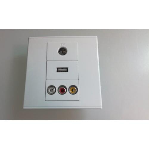 SeTo 86 Type TV Connector + 3RCA AV + USB2.0 Port Panel Wall Plate Socket Keystone Faceplate