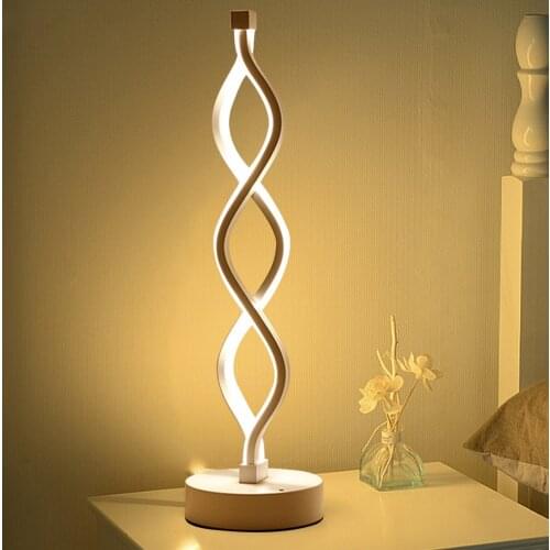 Spiral Wave LED Table Lamp Night Lights Easy Install Energy-Saving Modern Dimmable Desktop Bedside Decorative Lamp (EU Plug)