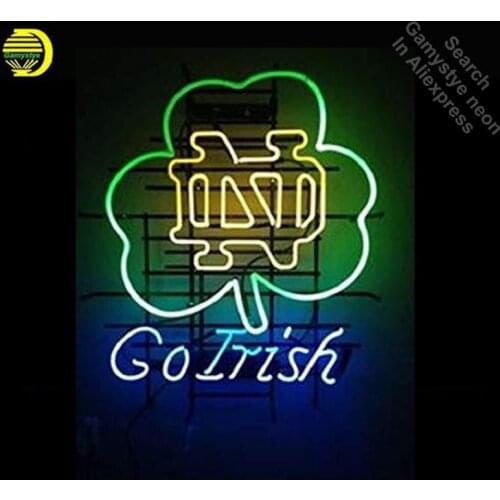 Sports Teams University of ND GoIrish Neon Sign Brand REAL GLASS Tube Shop Light Sign Display Design Iconic Sign Pub Bar Signs