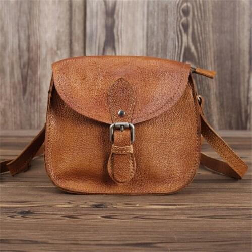 Mini Women Messenger Bags Genuine Leather Women Shoulder Bag Flap Retro Simple Female Handbags Crossbody Messenger Bag Tote