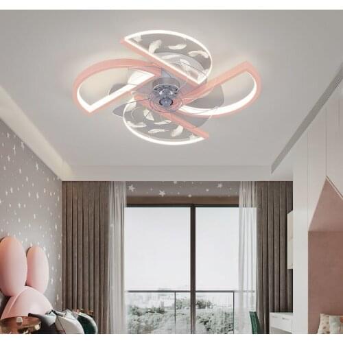 LED Silent Fan Lamp Ceiling Lamp Nordic Simple Creative Personality Macron Lamp Childrens Room Bedroom Living Room Fan Lamp