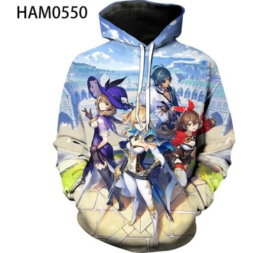 Genshin impact spring summer 3D printing comfortable personalized lightweight breathable sweatshirt for boys and girls