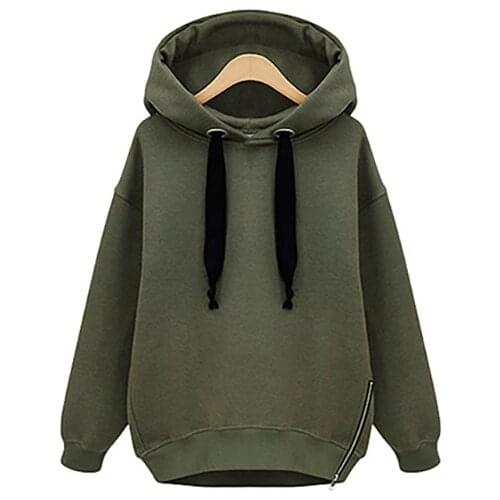 2020 New Womens Loose Top Long Sleeve Hooded Pullover Large Plush Medium Length For Winter Sweatshirt