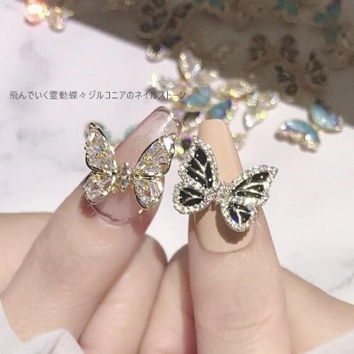 1PC Fashion Flying Shaking Butterfly Zircon Alloy Nail Crystals Shining Rhinestone Nails Decoration Charms Nail Art Accessories