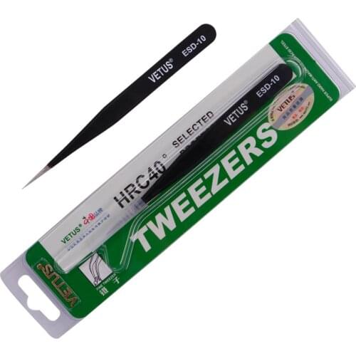 10pcs/lot Anti-static ESD Stainless Steel Tweezers Maintenance Tools Industrial Precision Curved Straight Eyelash Tweezers