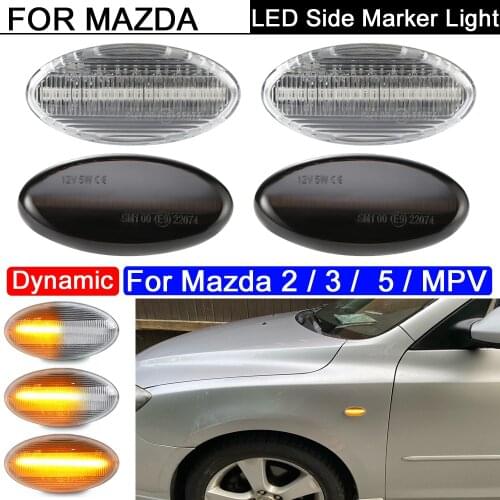 2PCS LED Side Marker Lamp Dynamic Amber Turn Signal Indicator Lamp For Mazda 2 11-13 Mazda 3 04-11 Mazda 5 06-10 Mazda MPV 00-06