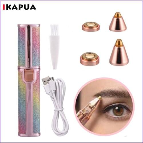 2 IN 1 Eyebrow Trimmer Pen Makeup Facial Epilator Painless Hair Remover Body Hair Removal for Women Shaver Razor