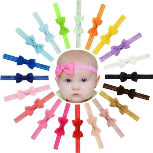 20Pcs/Lot Elastic Headband for Baby Girls Handmade Ribbon Bow Hair Band Head Wraps Infant Toddler Children Hair Accessories
