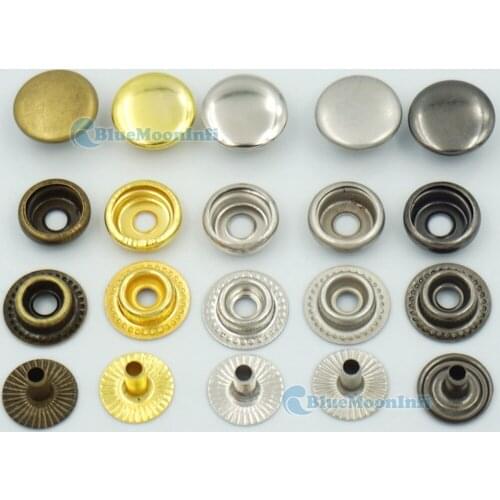 25/60/120 Sets 12 15mm Metal Rapid Rivet Button Snaps Fasteners Use for Leather craft 1/2" 5/8"