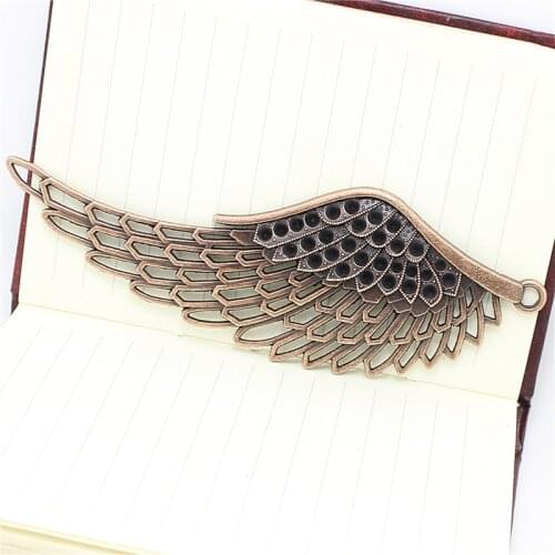 5pcs 37*107mm Antique copper Big Angel Wings Charms Vintage Zinc Alloy Trendy Jewelry Pendants Fit Jewelry Making Charms D1054