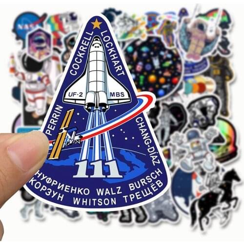 50pcs Outer Space UFO Rocket Astronaut Stickers For Travel Luggage Laptop Refrigerator Motorcycle Cartoon DIY Stickers