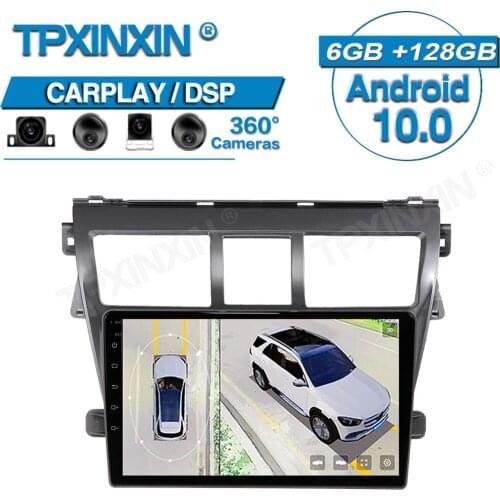 6+128G ROM For Toyota VIOS 2008-13 Android 360 HD Auto Surround View Camera Car Multimedia Player Stereo Radio GPS Navigtion DSP