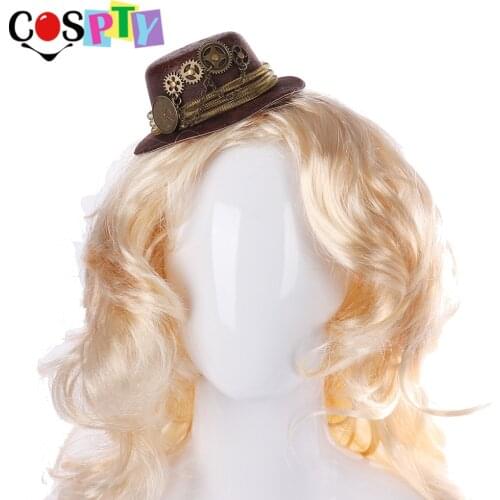Cospty Vintage Steampunk Accessories Girl Felt Cosplay Party Steam Punk Gear Hair Clip Decoration Mini Top Hat for Women