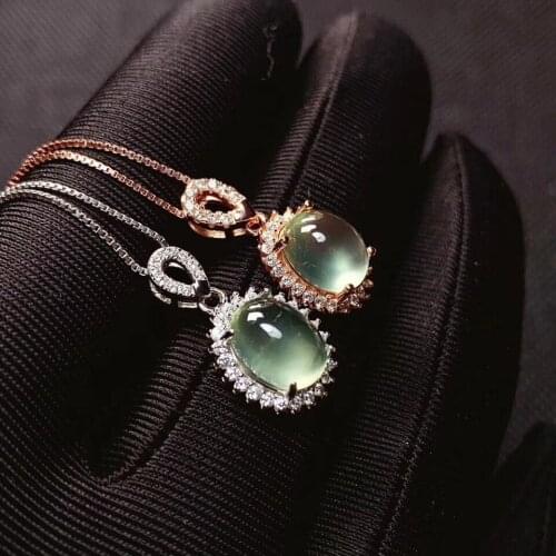 Classic soft green prehnite pendant for necklace women silver jewelry natural gem party anniversary birthday gift certified gem