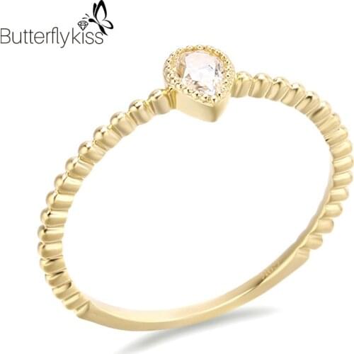 BK Rings For Women Moissanite Gemstone Genuine Gold 585 Personality Style Water Drop Shape Fashion Fine Jewelry Party Gifts