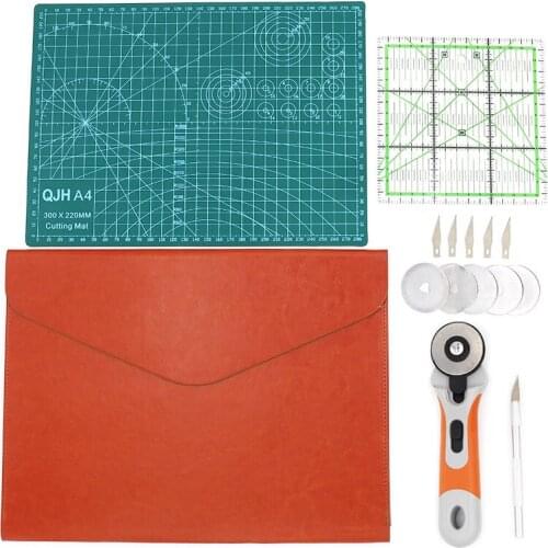A4 PVC Cutting mat, Royal Cutter, Ruler and Knife Tool Set with Storage Bag, DIY Leather Craftwork Handmade Supplies