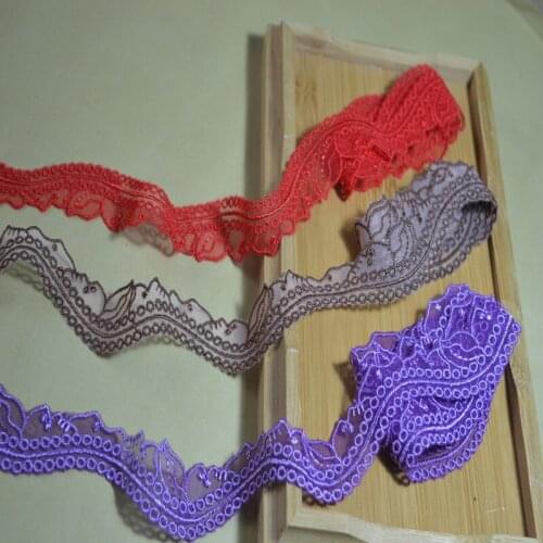 2.5CM Width(14yds/lot)red~purple~brown venise lace Hight quality lace fabrics embroidered lace trim18012707