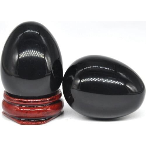30x40mm Black Obsidian Egg Shaped Stone Healing Natural Crystal Kegel Massage Accessory Minerale Gemstone Home Decoration