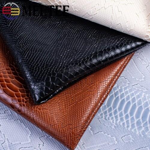 Meetee 45x137cm 1.2mm Thick Leather Fabric Artificial Synthetic Snake Leather PVC Material for Luggage Wallet Belt DIY Accessory