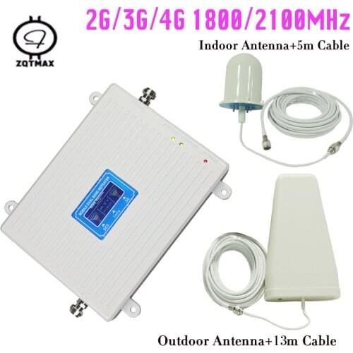 ZQTMAX gsm 2g 3g 4g mobile amplifier signal 1800 2100Mhz LTE UMTS network Booster dcs repeater with full antenna accessories