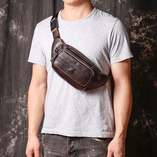 Men Waist Packs Genuine Leather Travel Waist Bag Male Fanny Pack Belt Bag Phone Pouch Bags Small Leather Pouch