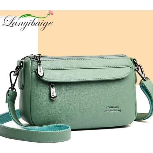 Soft Leather Ladies Messenger Bag Fashion Casual One Shoulder Messenger Bag Women Handbag Pure Color Simple Handbag
