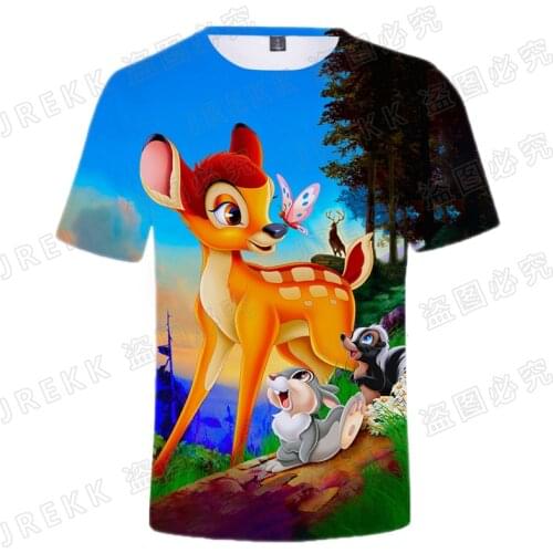 2021 New Disney Anime Bambi II 3D Print T Shirt Boy Girl Kids Fashion Men Women Children Summer Short Sleeve Cool Tops Tee