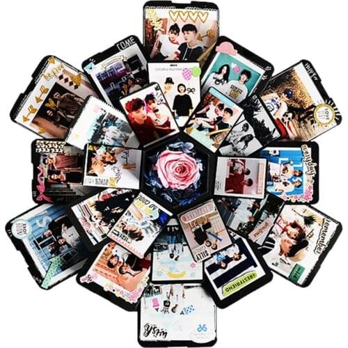 New Hexagon Surprise Explosion Box 5-layer 6-sided Explosion Gift Box DIY Scrapbook Photo Album Box for Valentine Wedding Gift