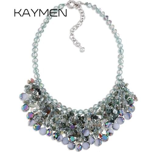 New arrival bib strands crystals necklace for women & handmade sweet style girl gift 2 colors pendant necklace NK-01562