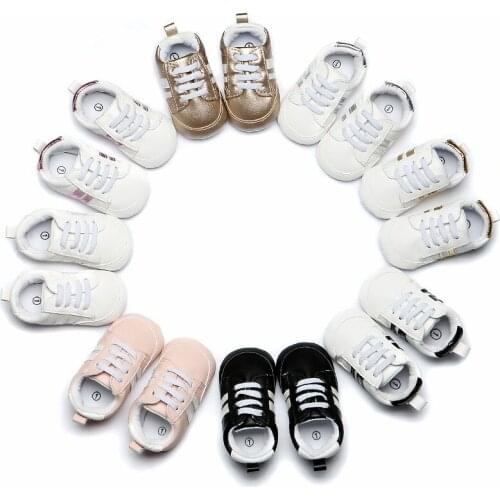 New sneakers Baby Soft Sole PU Leather Crib non-slip baby Branded Shoes First Walkers