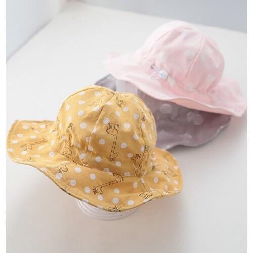 Cartoon Printed Baby Hat Summer Soft Cotton Kids Girl Sun Hat Outdoor Breathable Children Toddler Panama Beach Bucket Cap