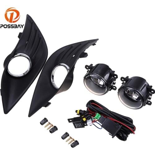 POSSBAY H11 Front Fog Lights Lamp Grille Grill Cover Kit Fog Light for Ford Focus MK2(DA3) Turnier 2008 2009 2010 Pre-facelift