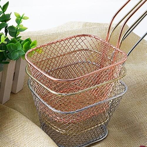 Portable Square French Fries Deep Frying Basket Metal Food Filter Colander Cooking Tool French Fries Basket durable
